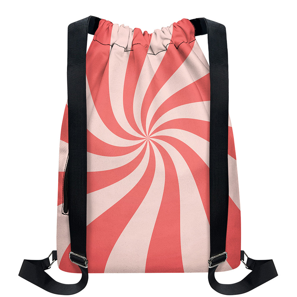 Pink Psychedelic Swirl Print Drawstring Backpack