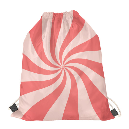 Pink Psychedelic Swirl Print Drawstring Bag