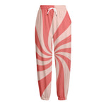 Pink Psychedelic Swirl Print Fleece Lined Knit Pants
