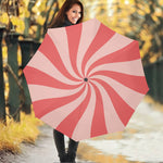 Pink Psychedelic Swirl Print Foldable Umbrella