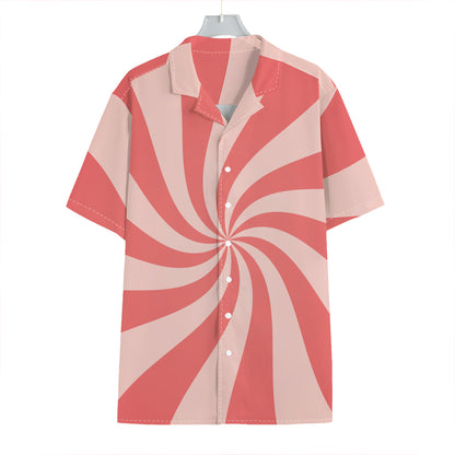 Pink Psychedelic Swirl Print Hawaiian Shirt