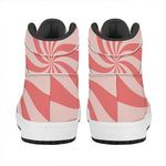 Pink Psychedelic Swirl Print High Top Leather Sneakers