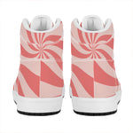 Pink Psychedelic Swirl Print High Top Leather Sneakers