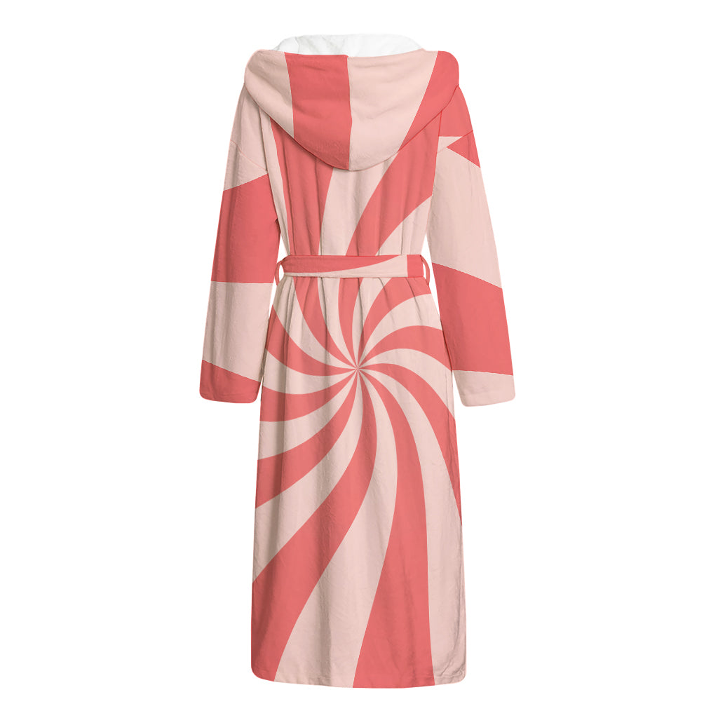 Pink Psychedelic Swirl Print Hooded Bathrobe
