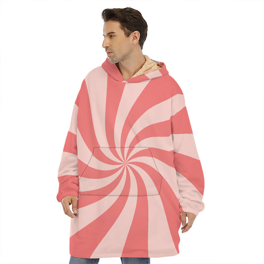 Pink Psychedelic Swirl Print Hoodie Blanket