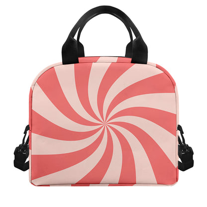 Pink Psychedelic Swirl Print Insulated Lunch Bag