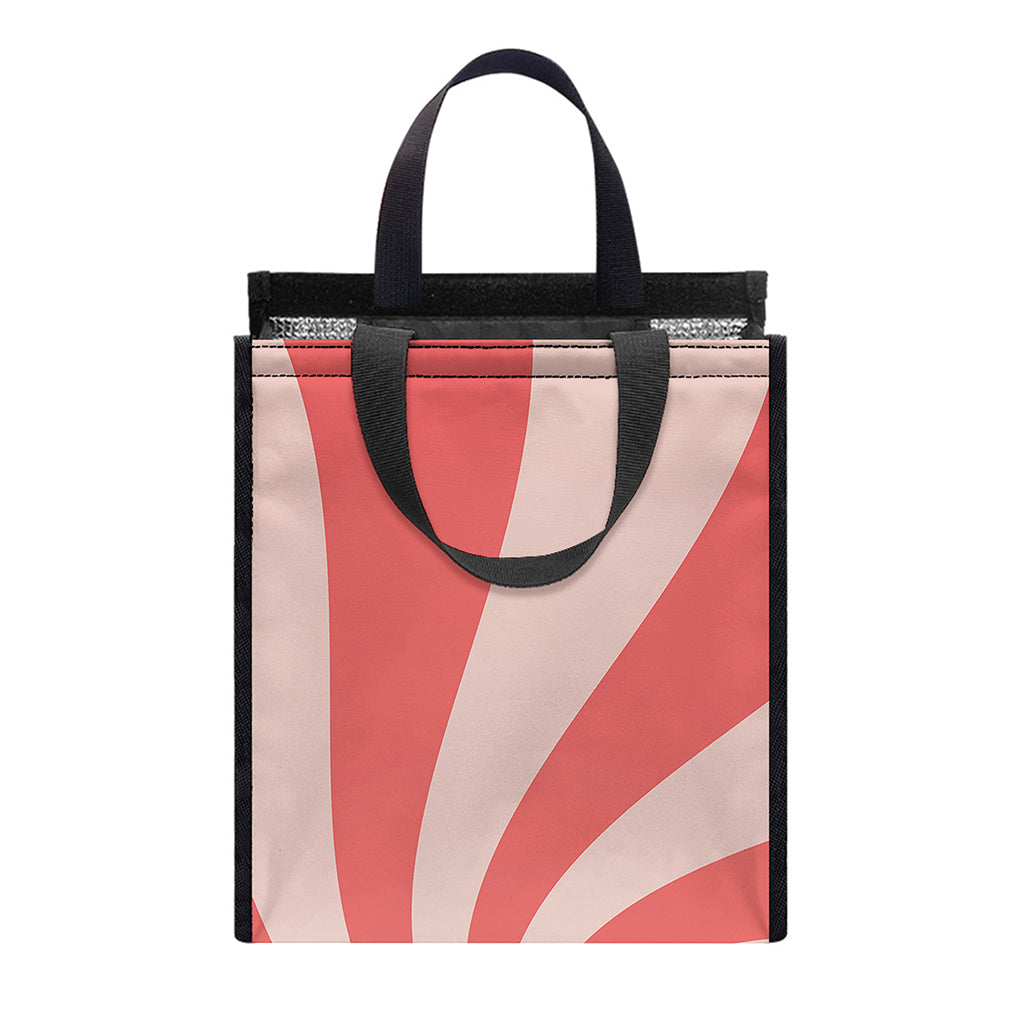 Pink Psychedelic Swirl Print Insulated Lunch Tote