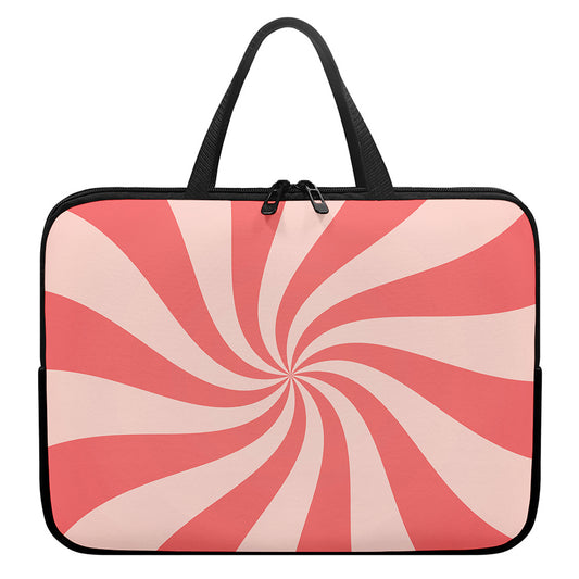 Pink Psychedelic Swirl Print Laptop Sleeve With Handle