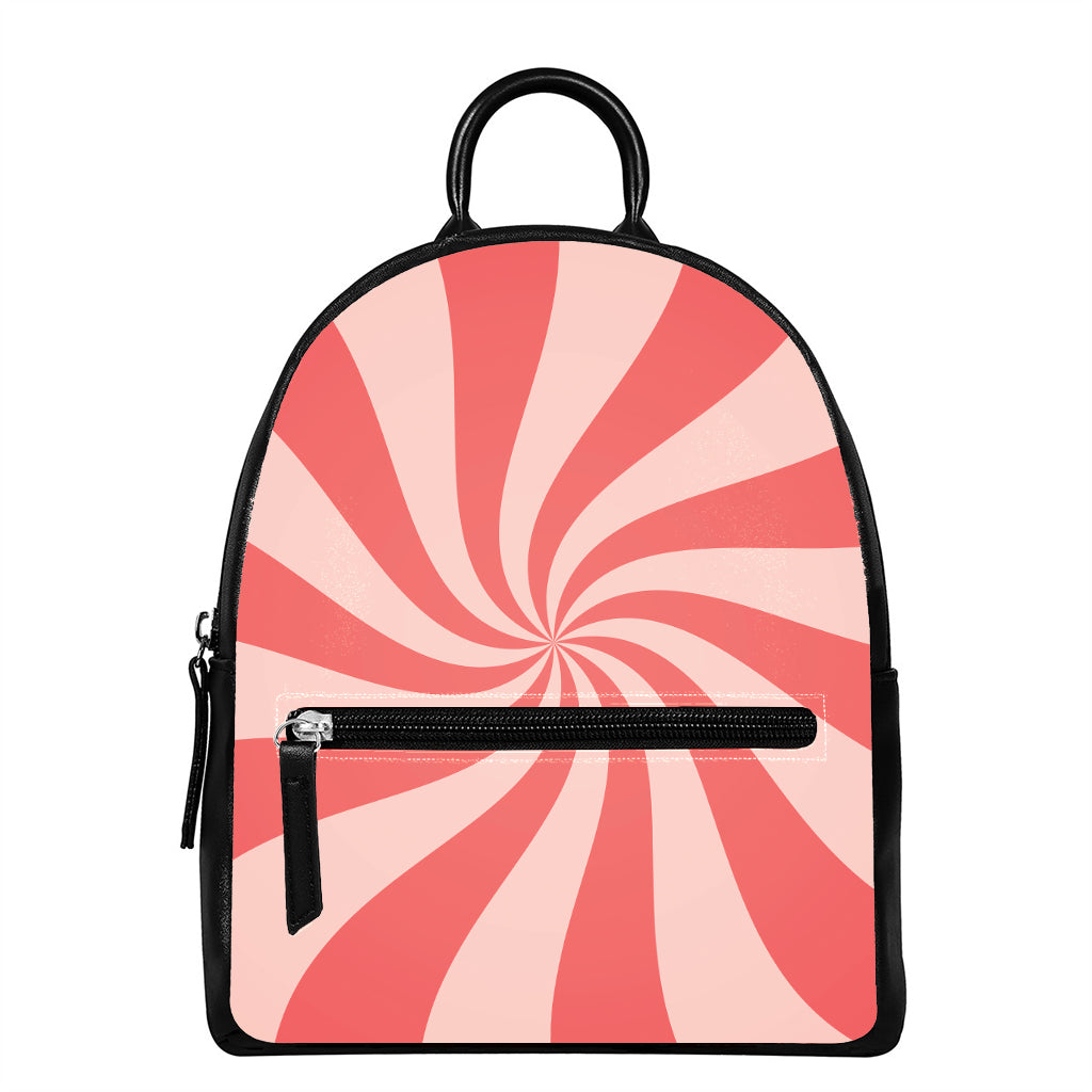 Pink Psychedelic Swirl Print Leather Backpack
