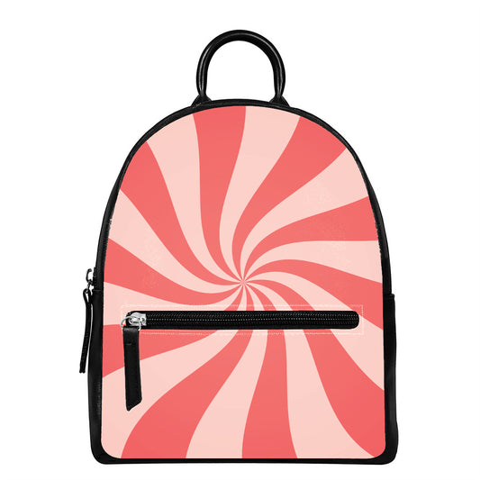 Pink Psychedelic Swirl Print Leather Backpack