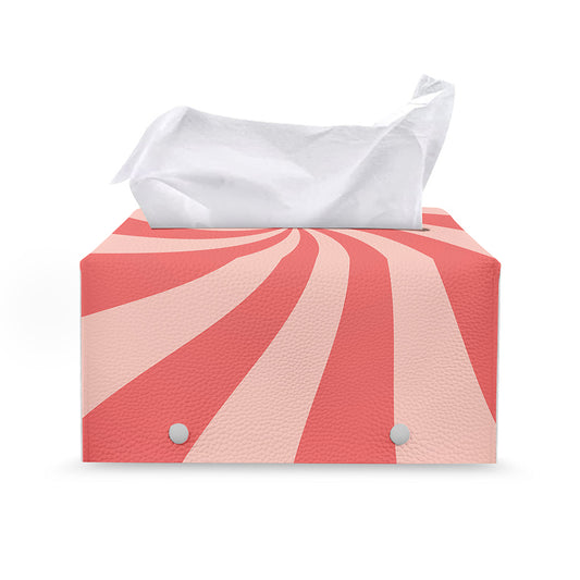 Pink Psychedelic Swirl Print Leather Tissue Box Cover