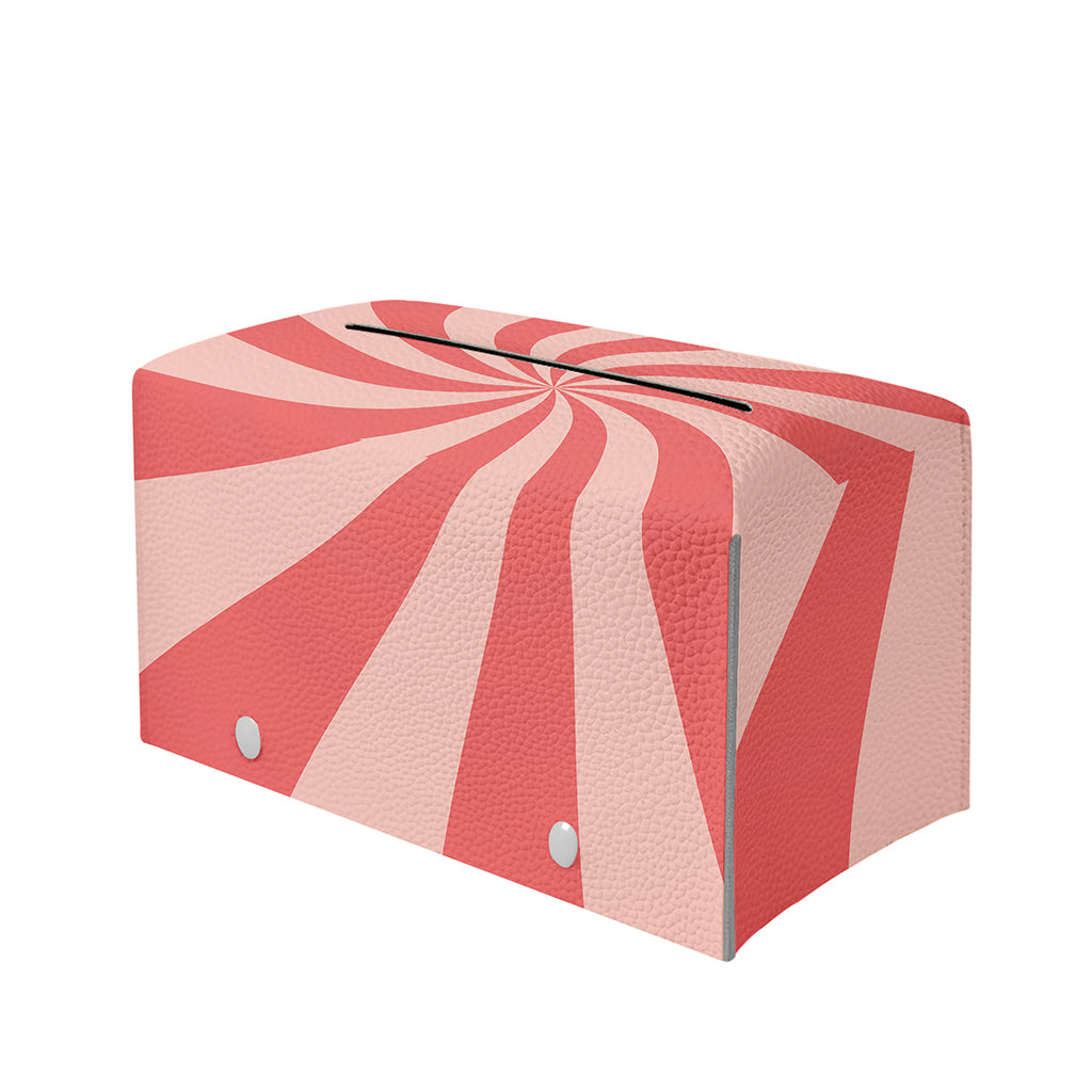 Pink Psychedelic Swirl Print Leather Tissue Box Cover