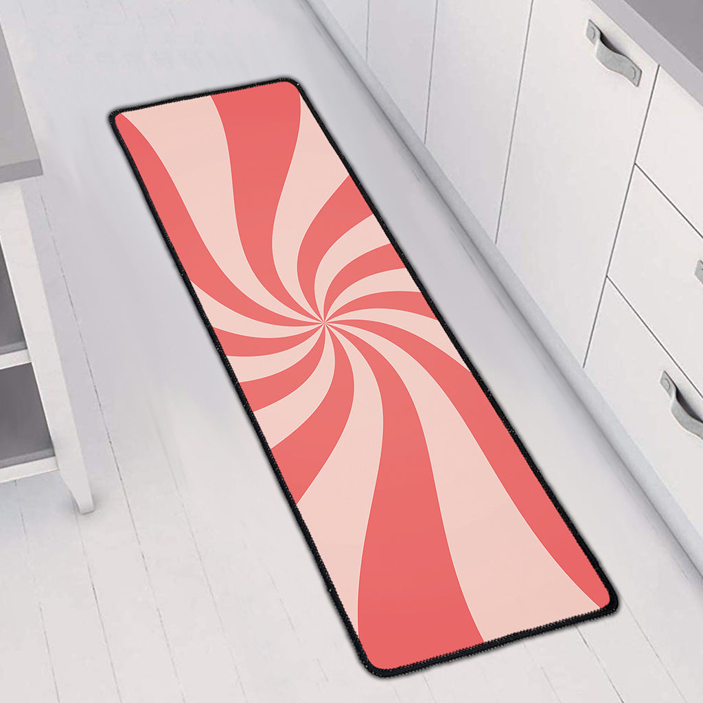 Pink Psychedelic Swirl Print Long Kitchen Mat