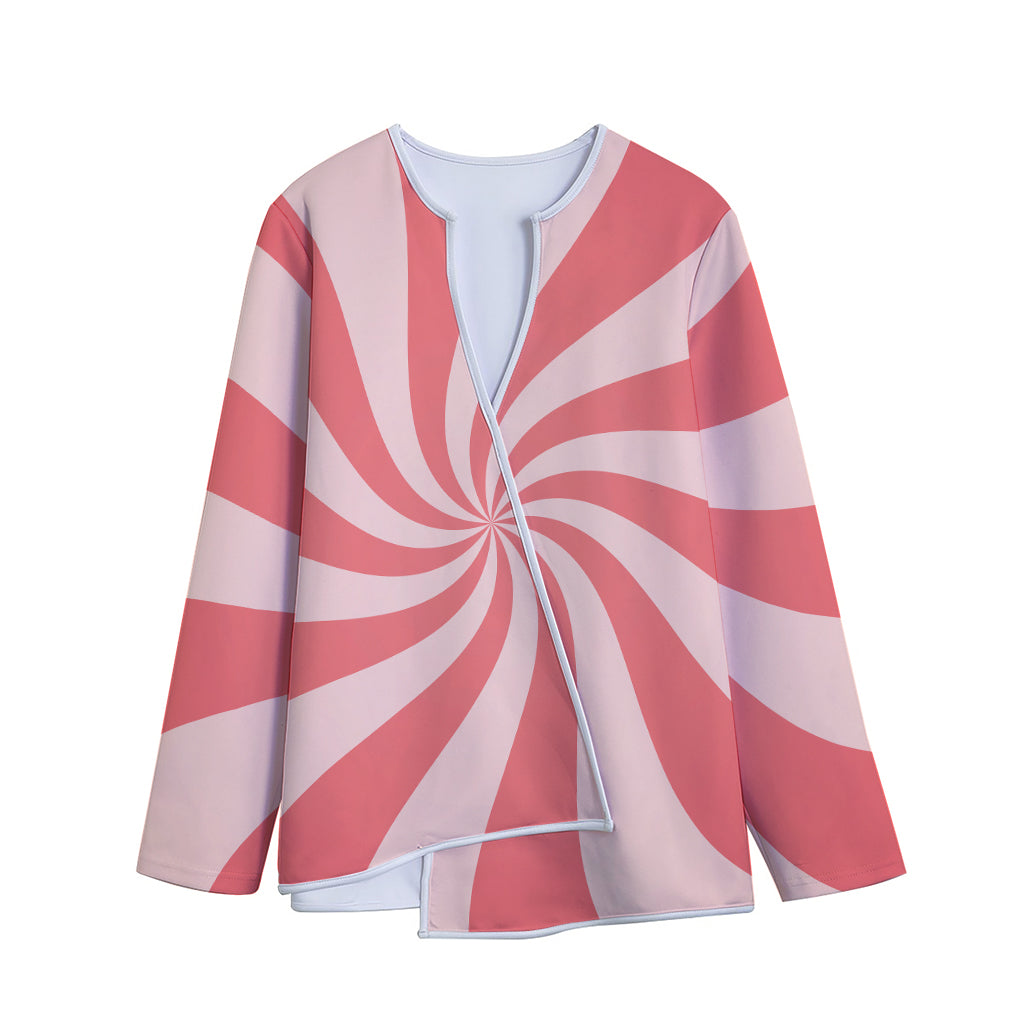 Pink Psychedelic Swirl Print Long Sleeve Short Coat