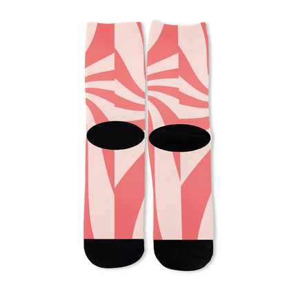 Pink Psychedelic Swirl Print Long Socks