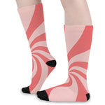 Pink Psychedelic Swirl Print Long Socks