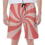 Pink Psychedelic Swirl Print Men's Beach Shorts