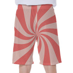 Pink Psychedelic Swirl Print Men's Beach Shorts