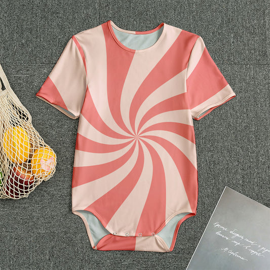 Pink Psychedelic Swirl Print Men's Bodysuit