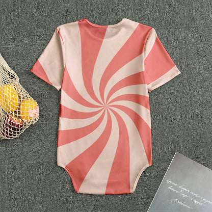 Pink Psychedelic Swirl Print Men's Bodysuit