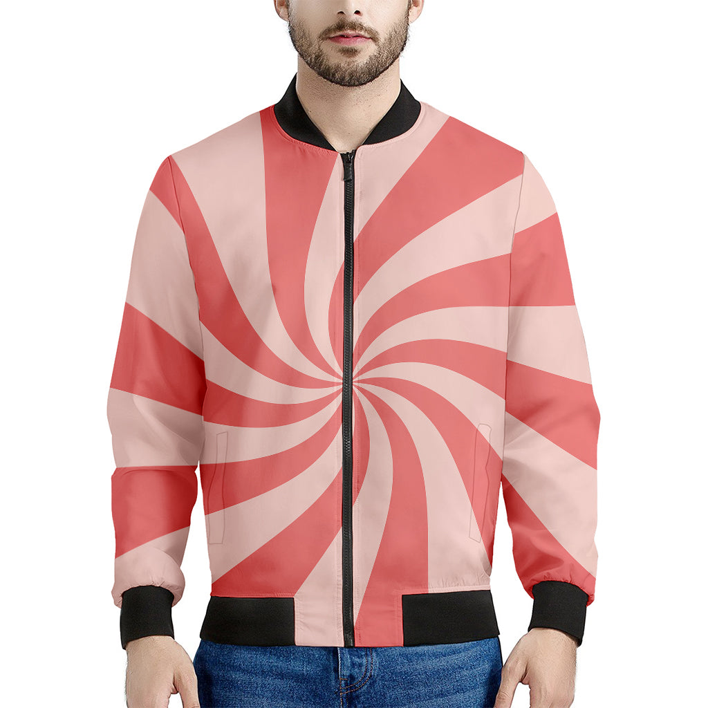 Pink Psychedelic Swirl Print Men's Bomber Jacket