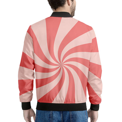 Pink Psychedelic Swirl Print Men's Bomber Jacket