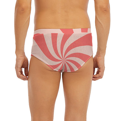 Pink Psychedelic Swirl Print Men's Briefs