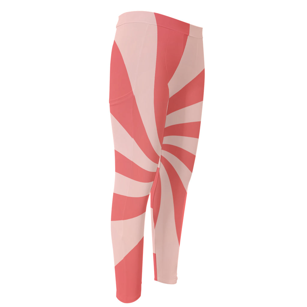 Pink Psychedelic Swirl Print Men's Compression Pants
