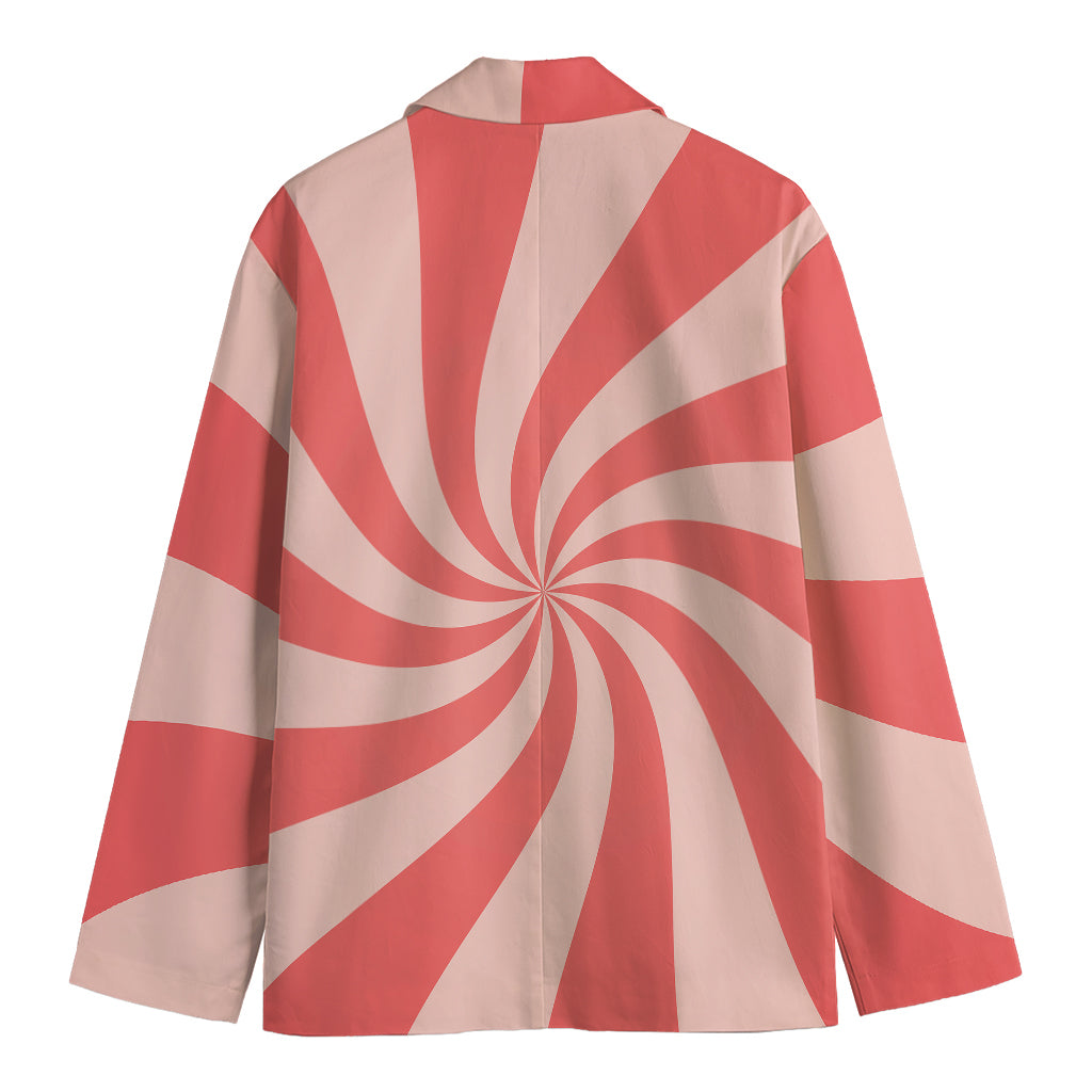 Pink Psychedelic Swirl Print Men's Cotton Blazer