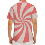Pink Psychedelic Swirl Print Men's Deep V-Neck Shirt