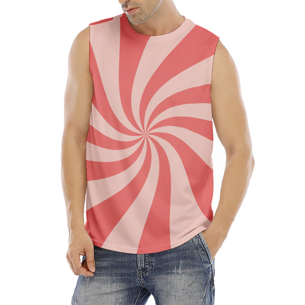 Pink Psychedelic Swirl Print Men's Fitness Tank Top