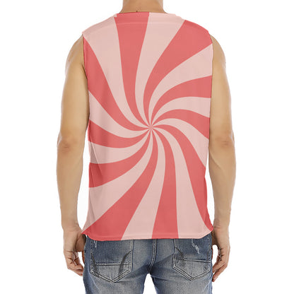 Pink Psychedelic Swirl Print Men's Fitness Tank Top