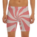 Pink Psychedelic Swirl Print Men's Long Boxer Briefs