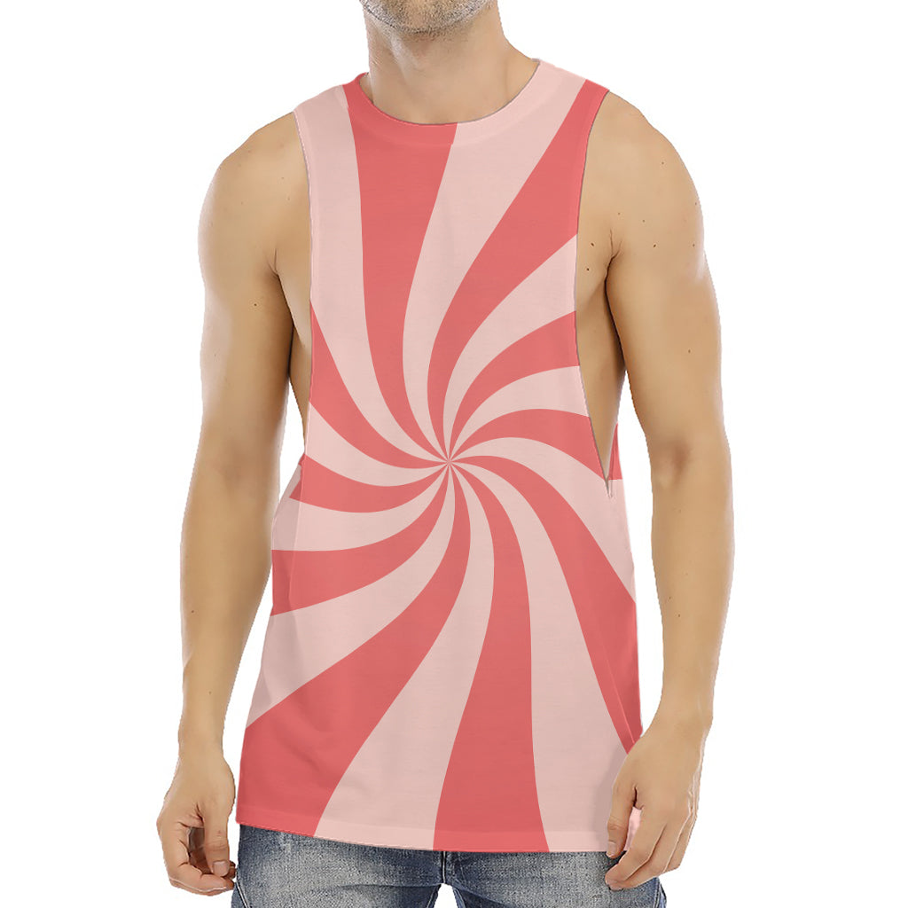 Pink Psychedelic Swirl Print Men's Muscle Tank Top
