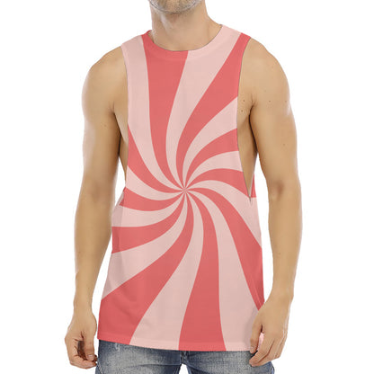 Pink Psychedelic Swirl Print Men's Muscle Tank Top