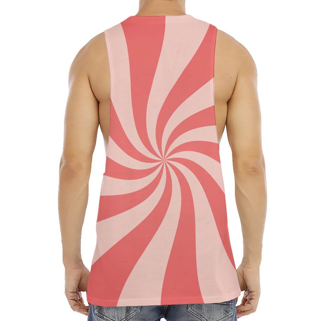 Pink Psychedelic Swirl Print Men's Muscle Tank Top
