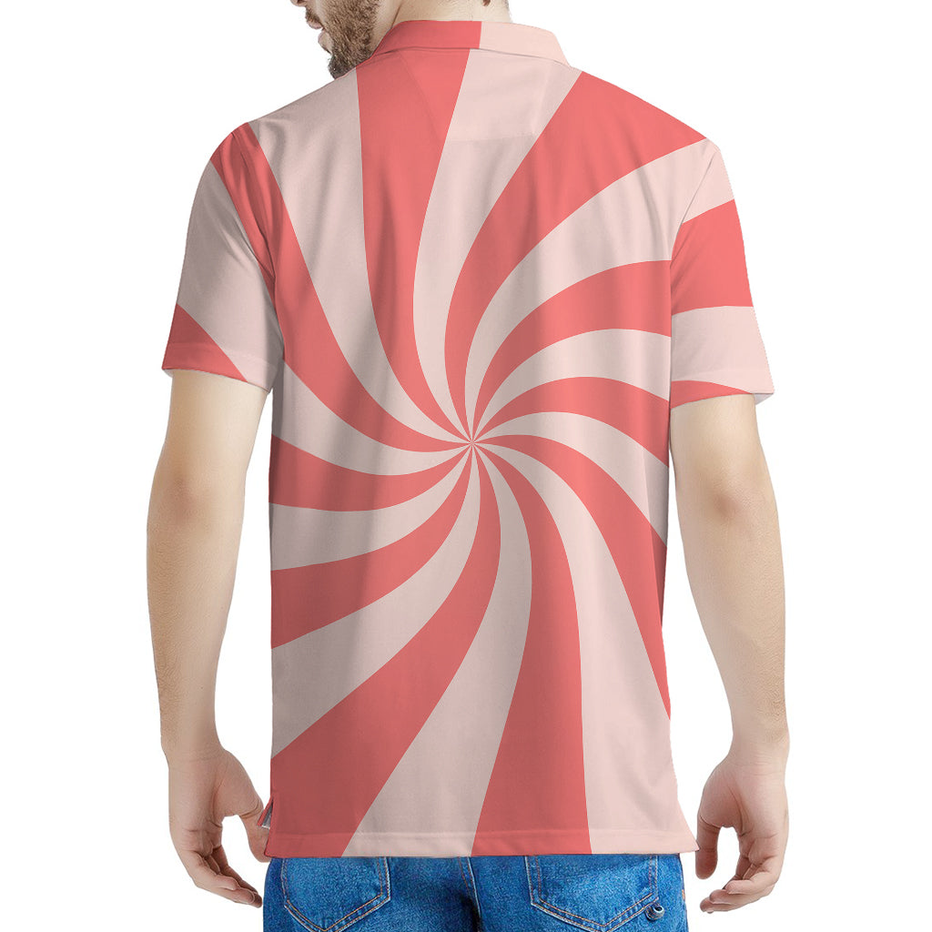 Pink Psychedelic Swirl Print Men's Polo Shirt