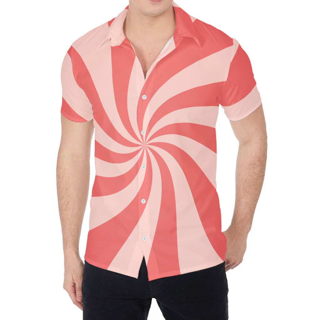 Pink Psychedelic Swirl Print Men's Shirt