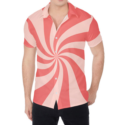 Pink Psychedelic Swirl Print Men's Shirt