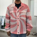 Pink Psychedelic Swirl Print Men's Shirt Jacket