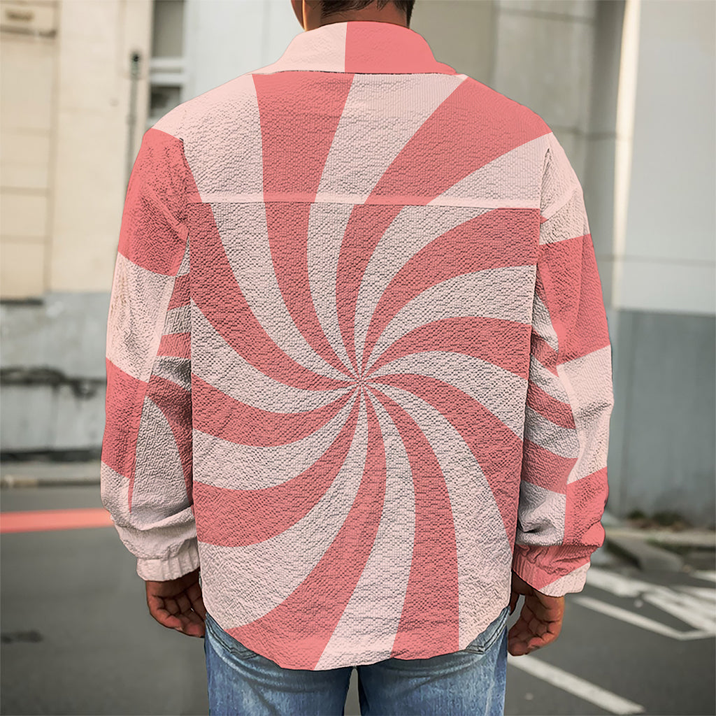 Pink Psychedelic Swirl Print Men's Shirt Jacket