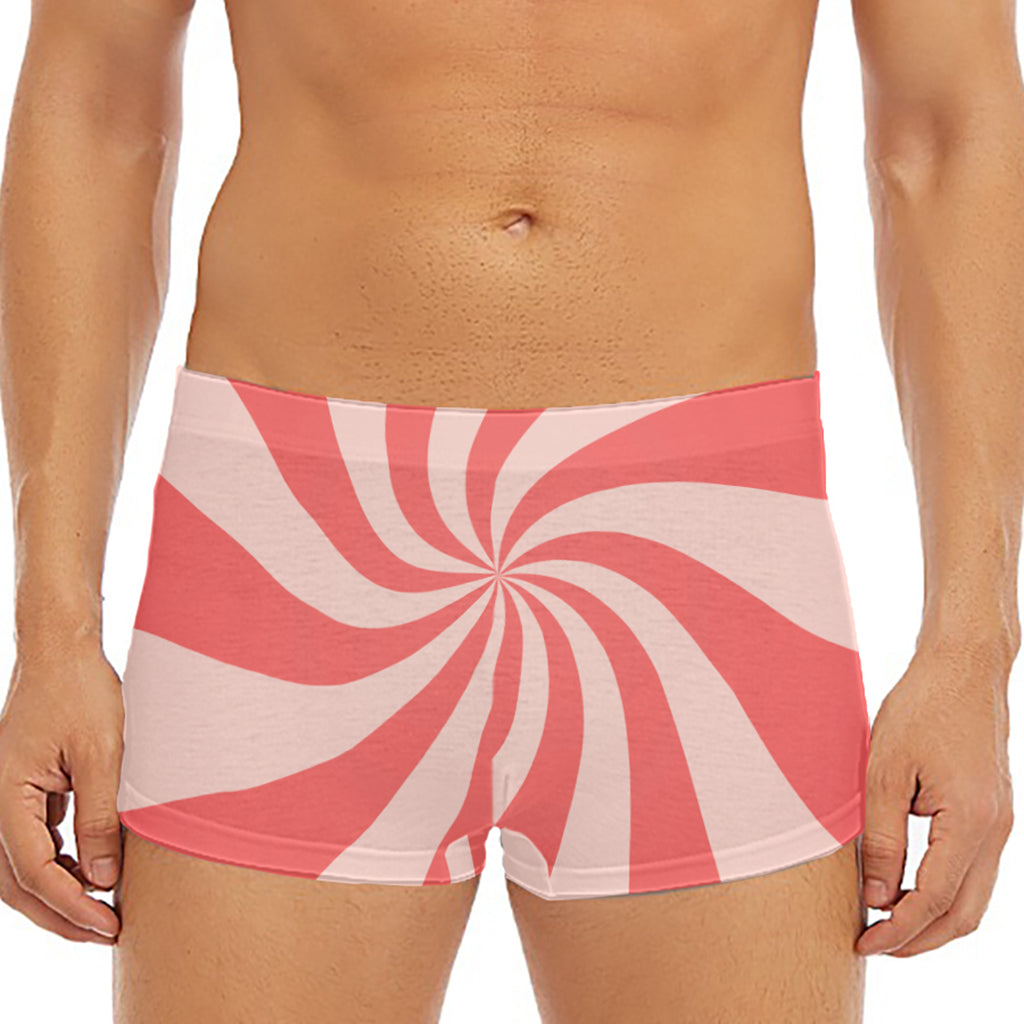 Pink Psychedelic Swirl Print Men's Short Boxer Briefs