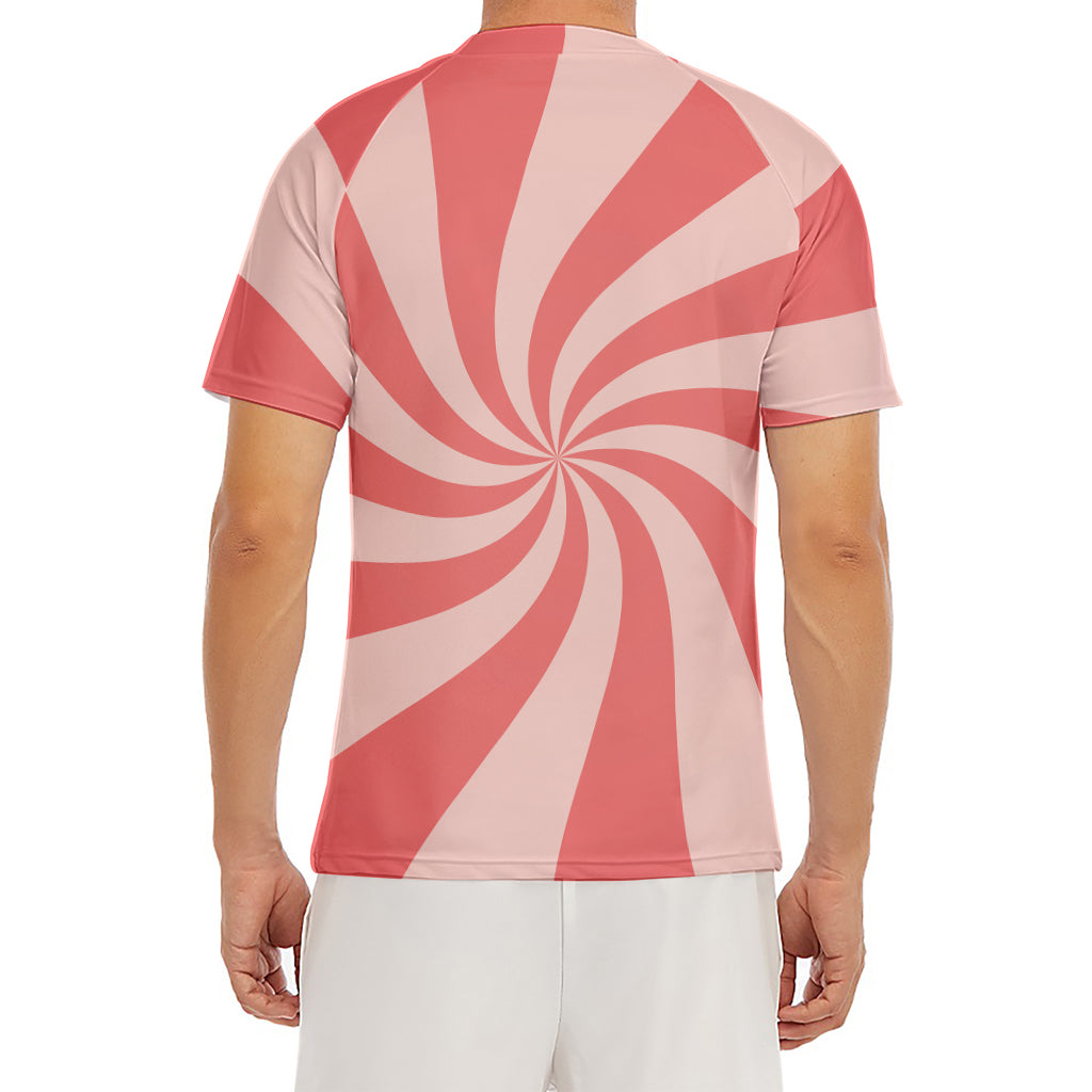 Pink Psychedelic Swirl Print Men's Short Sleeve Rash Guard
