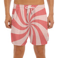 Pink Psychedelic Swirl Print Men's Split Running Shorts