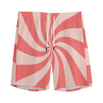 Pink Psychedelic Swirl Print Men's Sports Shorts