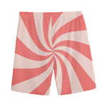 Pink Psychedelic Swirl Print Men's Sports Shorts