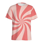 Pink Psychedelic Swirl Print Men's Sports T-Shirt