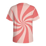 Pink Psychedelic Swirl Print Men's Sports T-Shirt