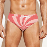 Pink Psychedelic Swirl Print Men's Swim Briefs