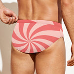Pink Psychedelic Swirl Print Men's Swim Briefs